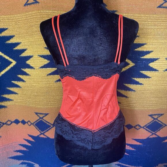 Vintage Formfit Rogers Red/Black Nylon Lace Camisole Lingerie Top. 34/S. USA. - Picture 2 of 12